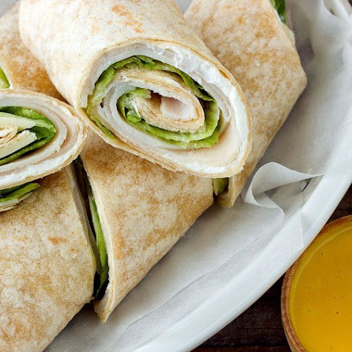 Cheddar Cheese, Chutney and Shredded Lettuce Mini Wrap