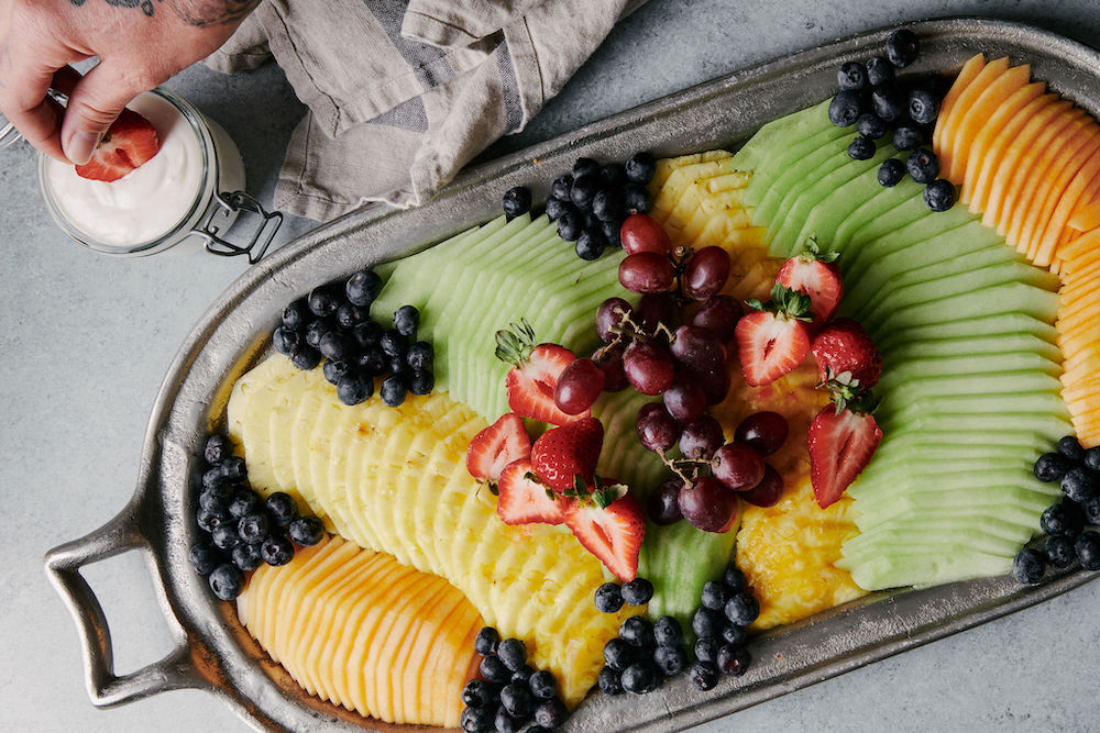 Large Fruit Display with Housemade Yogurt Dip (Serves 20-25)