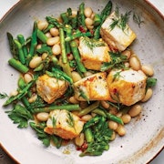 Swordfish with Asparagus and Beans