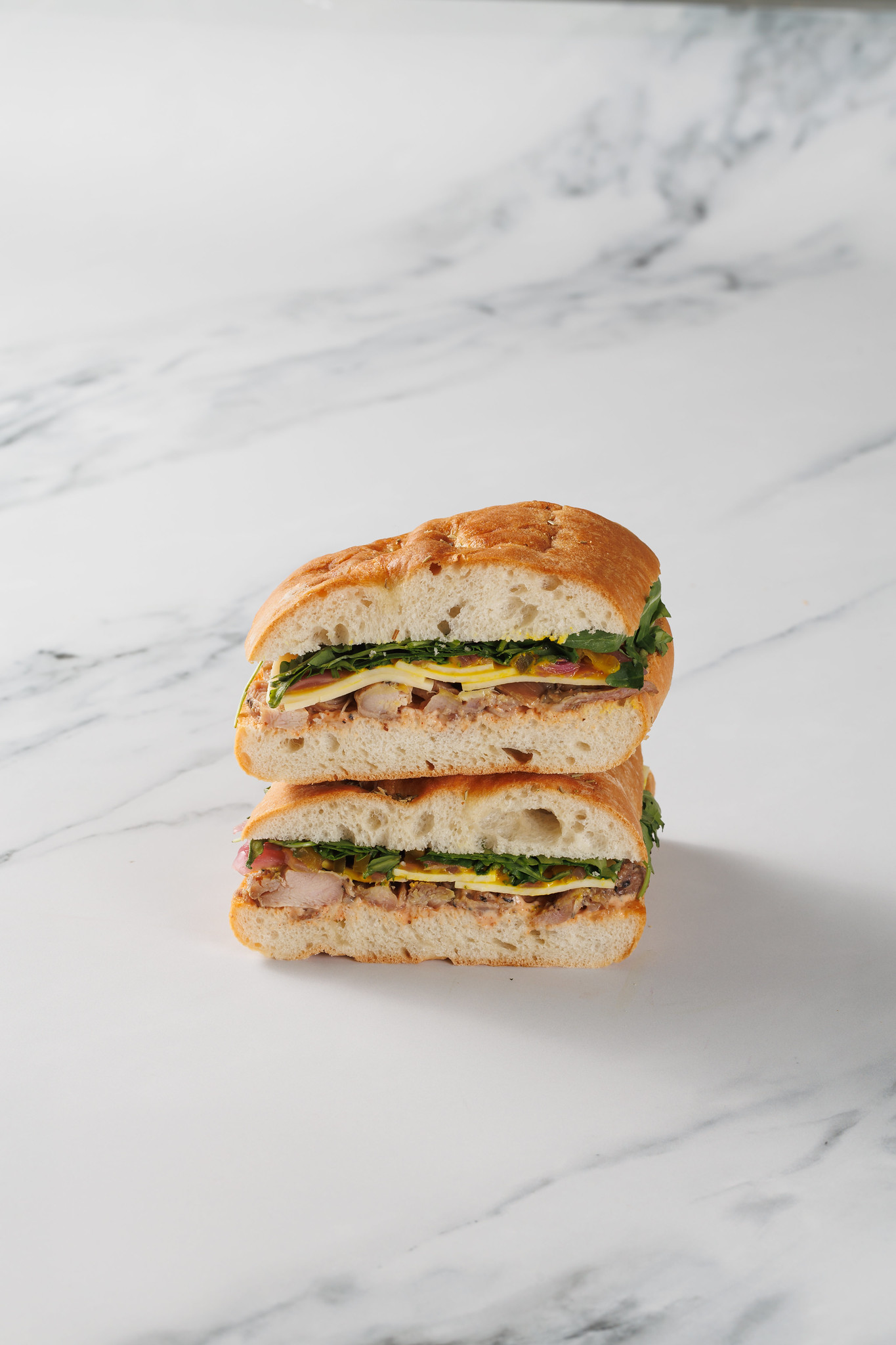 Mortadella, mozarella & green pesto focaccia