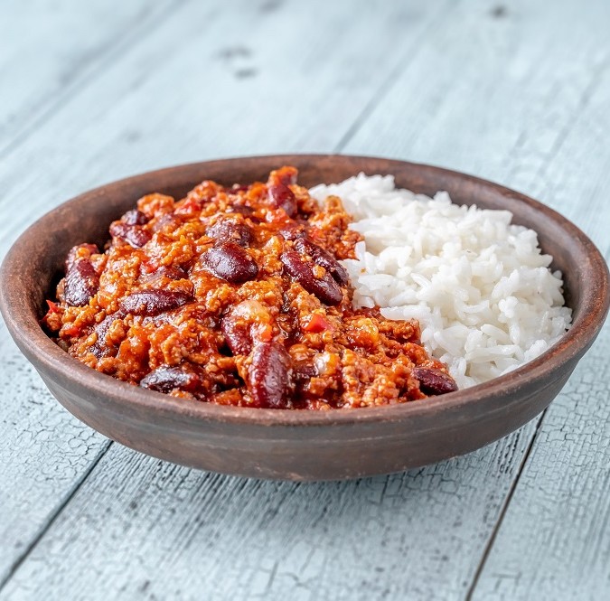 Chilli con carne (served with rice)