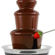 Milk Chocolate fountain with sliced fruits and Marshmallows